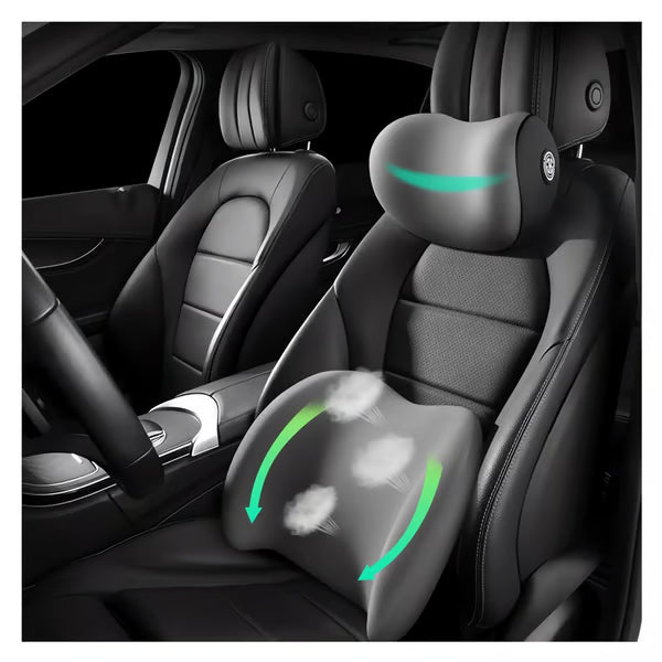 Ergonomic Car Headrest & Lumbar Support Cushion Set