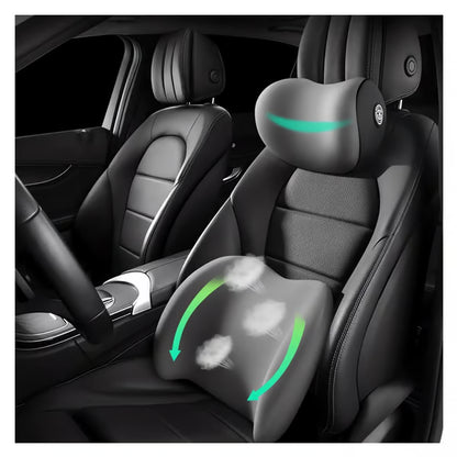 Ergonomic Car Headrest & Lumbar Support Cushion Set