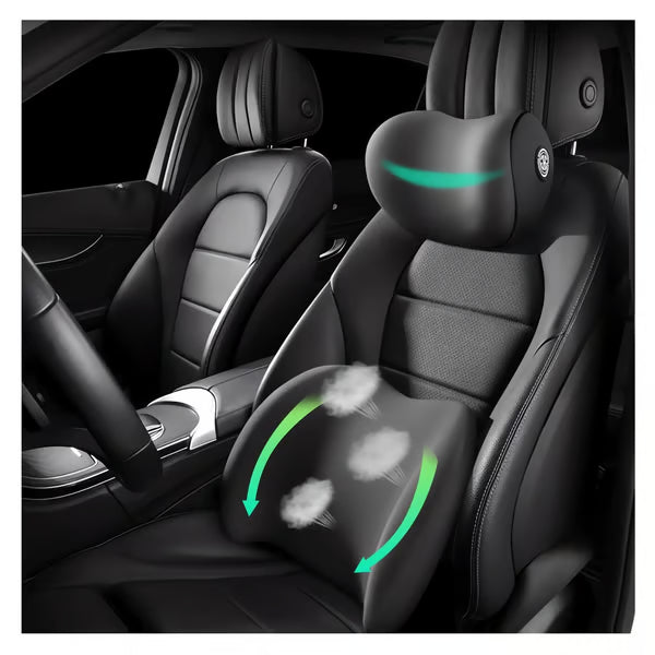 Ergonomic Car Headrest & Lumbar Support Cushion Set