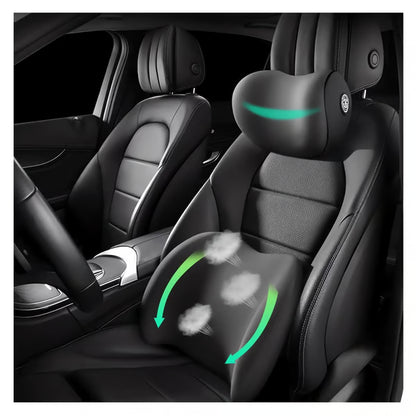 Ergonomic Car Headrest & Lumbar Support Cushion Set