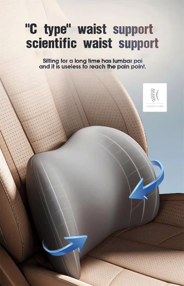 Ergonomic Car Headrest & Lumbar Support Cushion Set