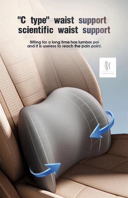 Ergonomic Car Headrest & Lumbar Support Cushion Set