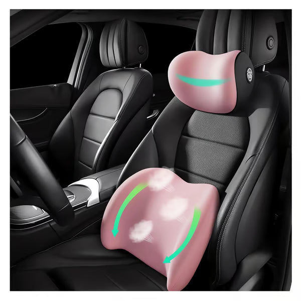 Ergonomic Car Headrest & Lumbar Support Cushion Set