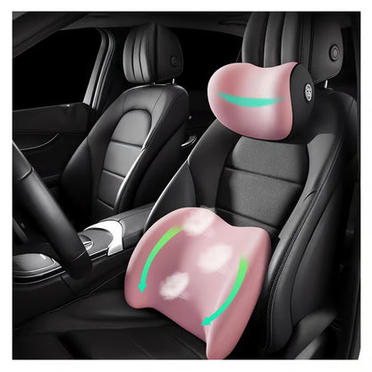 Ergonomic Car Headrest & Lumbar Support Cushion Set