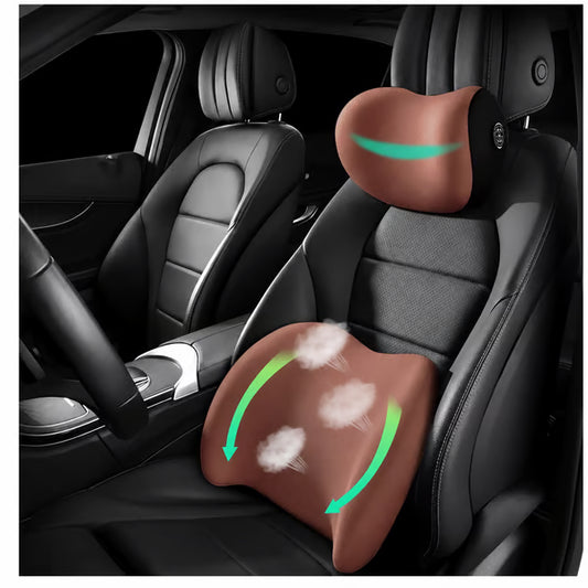Ergonomic Car Headrest & Lumbar Support Cushion Set