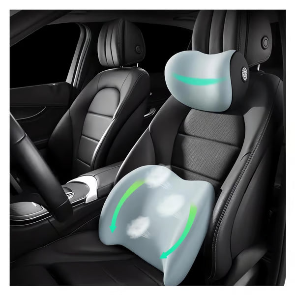 Ergonomic Car Headrest & Lumbar Support Cushion Set