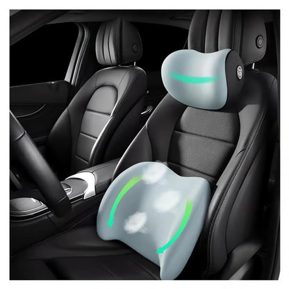 Ergonomic Car Headrest & Lumbar Support Cushion Set