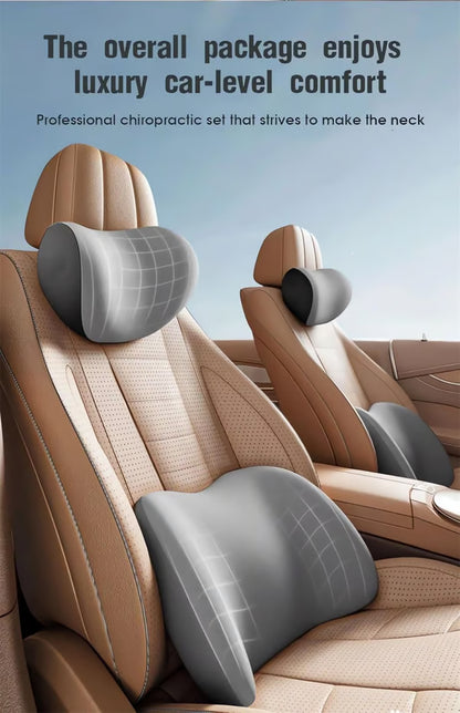 Ergonomic Car Headrest & Lumbar Support Cushion Set
